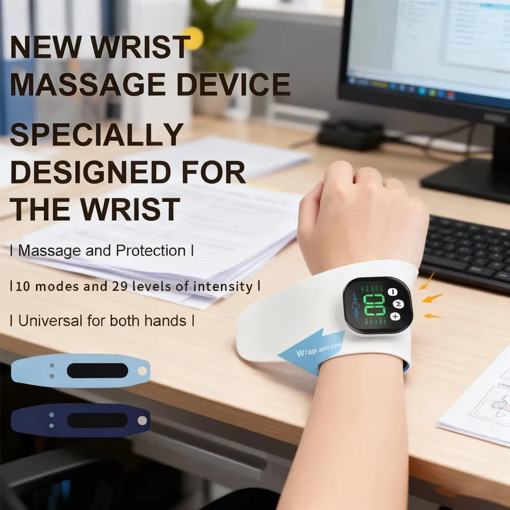EMS Electric Hand Wrist Massager 10 Mode Vibration Massage 29 Levels Massage Hands Rechargeable Wrist Brace Protector Wrap Beauty World Shop