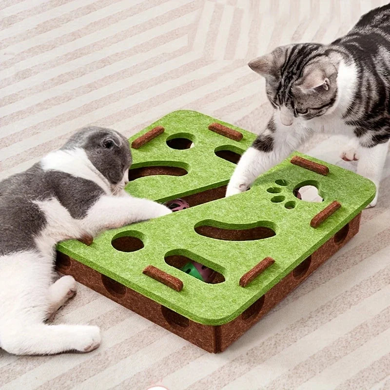 Interactive Cat Puzzle Toy Felt Toy Box with Maze Tunnel Bell Ball Indoor Entertainment Cat Toy Beauty World Shop