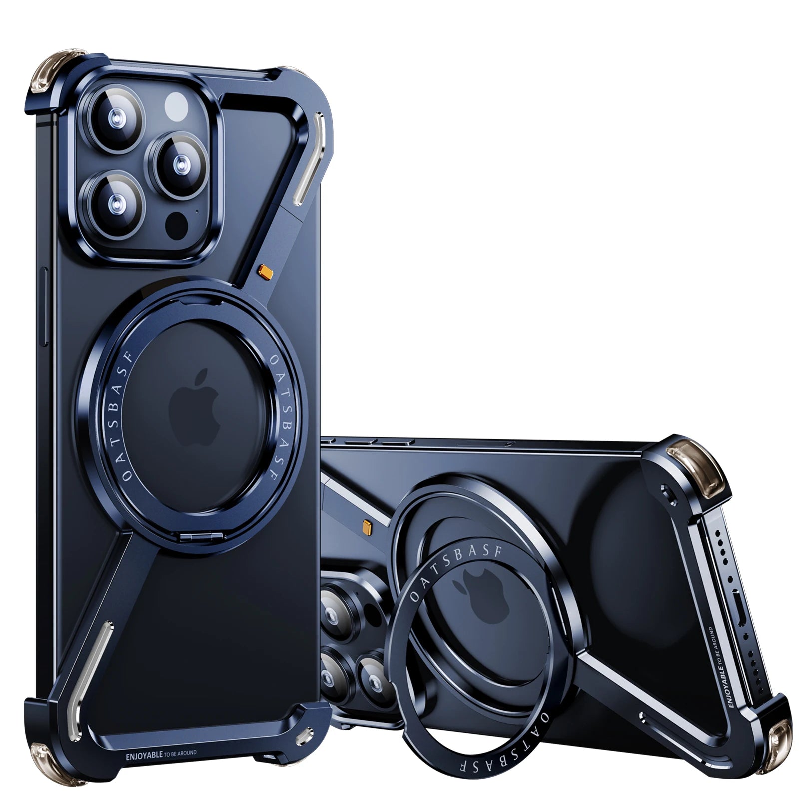 Oatsbasf Z Shape Metal Phone Case for iPhone15 /16 Pro Max Phone Protective Cover Shockproof Bumper w/360° Rotation Holder Beauty World Shop