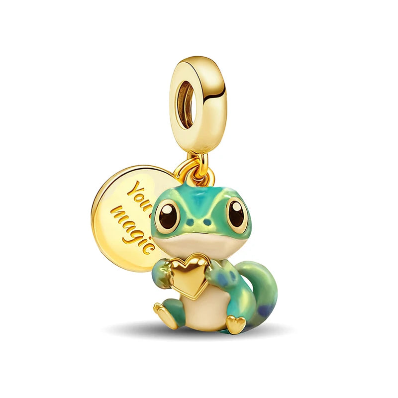 Shecharms 925 Sterling Silver Love Heart Firefly Golden Series Charms Fit DIY Making Bracelet Necklace High Quality Fine Jewelry Beauty World Shop