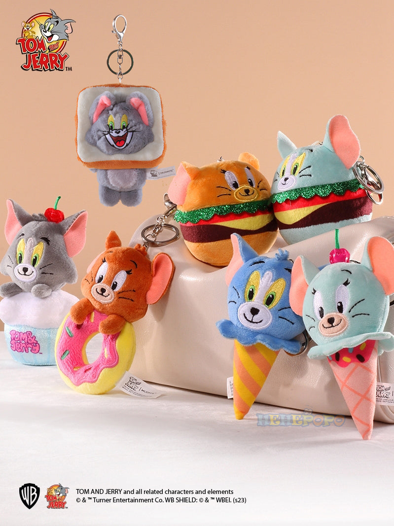 Original Tom and Jerry Plush Keychains Cosplay Cheese Toast Bagel Cake Jerry Hamburger TOM Lovely Cute Gift Toy Toy Beauty World Shop