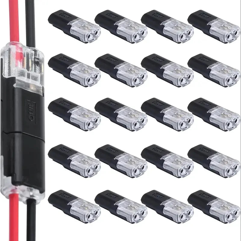20/50/100 Pack of H2 2-Pin Pluggable Wire Connectors, Nylon-Insulated Copper Quick-Connect Terminal Blocks, Suitable for Low-Voltage Cables, No Power Mode Required, No Electronic Components Beauty World Shop