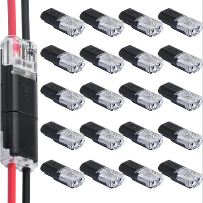 20/50/100 Pack of H2 2-Pin Pluggable Wire Connectors, Nylon-Insulated Copper Quick-Connect Terminal Blocks, Suitable for Low-Voltage Cables, No Power Mode Required, No Electronic Components Beauty World Shop