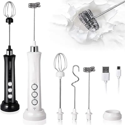 Wireless Rechargeable Electric Milk Frother - 3 Speeds, Handheld Foam Maker for Latte, Cappuccino, Hot Chocolate - USB Rechargea Beauty World Shop