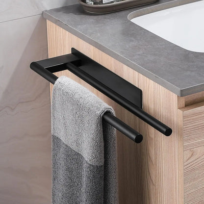 Bathroom Towel Racks No Drill Double Adhesive Towel Bar Stainless Steel Black 39 CM Towel Rack for Bathroom and Kitchen Beauty World Shop