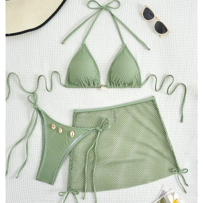 New Sexy Net Bikinis Female Swimsuits Women Three-Piece Swimwear Beach Swim Wear Bathing Suits Brazilian Bikini Set Pool Bather Beauty World Shop