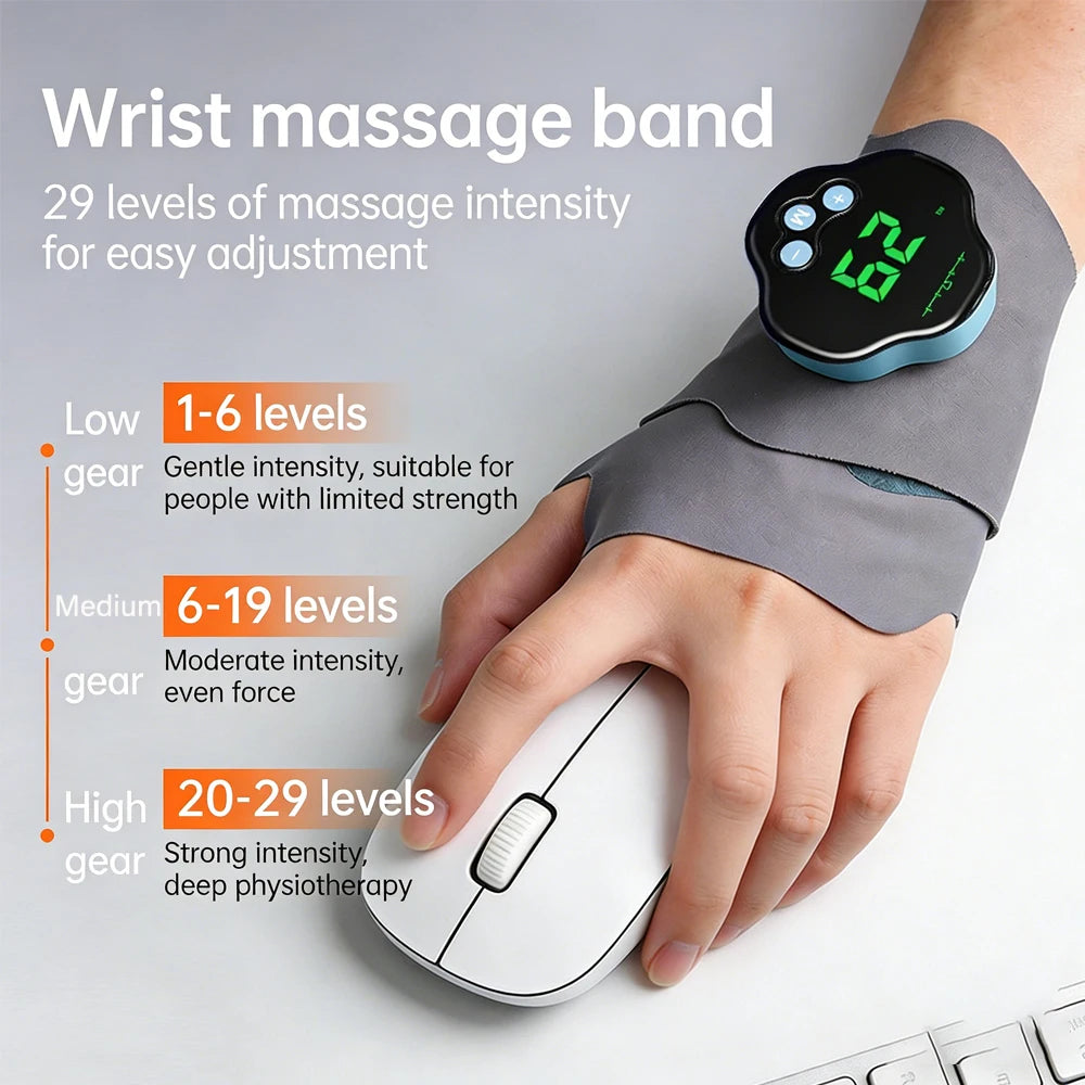 Electric Hand Massager EMS Microcurrent Cordless Wristband 10 Mode Vibration Massage 29 Level Wrist Massager Wrist Support Brace Beauty World Shop