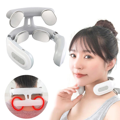4-head Neck Massager USB Rechargeable Cervical Massager Relaxation Gifts for Women Men Dad Mom Beauty World Shop