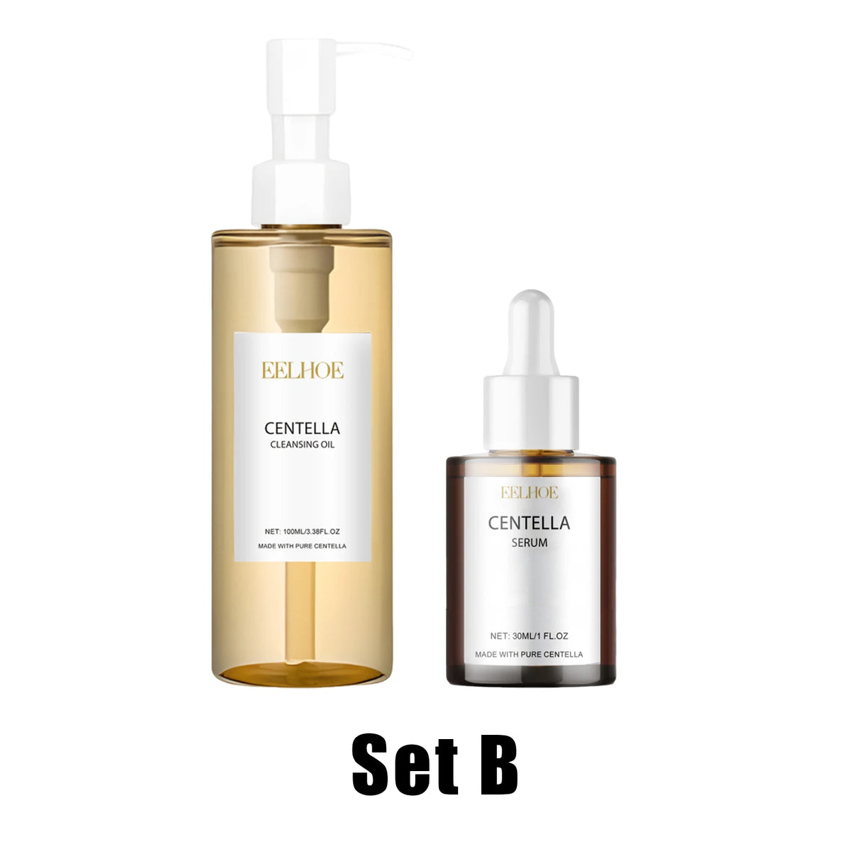 Centella Facial Care Combo Gentle Soothing Makeup Remover Oil Centella Cleanser Centella Serum Set for Sensitive Skin Daily Care Beauty World Shop