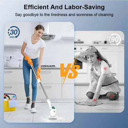 8-in-1 Multifunctional Electric Cleaning Brush Bathroom Kitchen Brush Cleaning With LED NightLight Rotatable Household Brush
