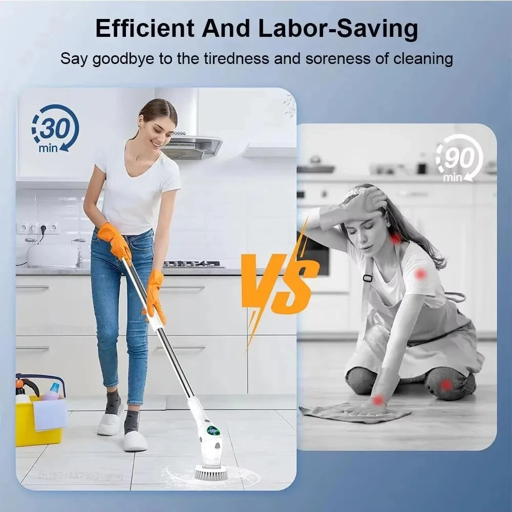 8-in-1 Multifunctional Electric Cleaning Brush Bathroom Kitchen Brush Cleaning With LED NightLight Rotatable Household Brush Beauty World Shop