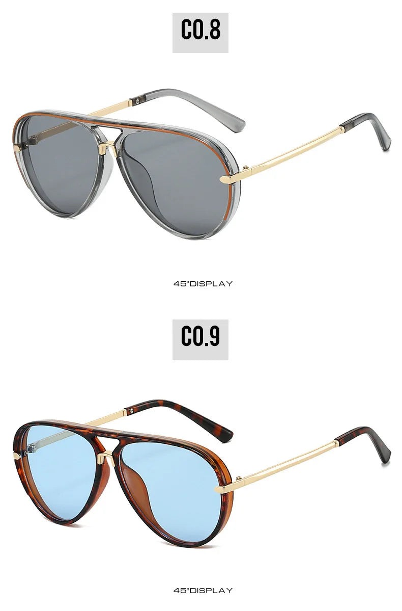 Trendy Oversized Pilot Sunglasses Women Men Vintage Retro Classic Designer Sun Glasses UV400 Protection Fashion Ladies Shades Beauty World Shop