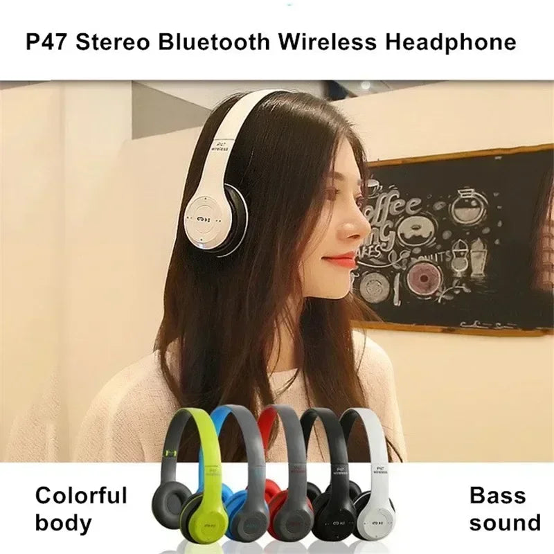 Bluetooth 50 Wireless Headphones Foldable HIFI Stereo Bass with Mic USB Adapter for iPhone Gaming Beauty World Shop