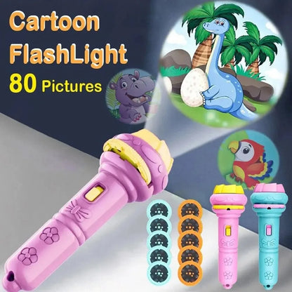 10 Cards Cartoon Projection Flashlight 80 Patterns Creative Children Flashlight Toy Projector Baby Toys Bedtime Story Book Toy Beauty Fashion