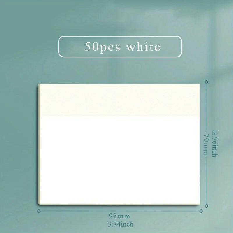 50 Sheets Transparent Sticky Note Pads Waterproof Self-Adhesive Memo Notepad School Office Supplies Stationery Beauty World Shop