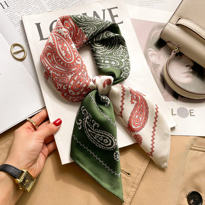 Luxury Silk Scarf Neckerchief Women's Silk Square Scarf Purse Scarf for Women Designer Silk Headscarf SJ01 Beauty World Shop