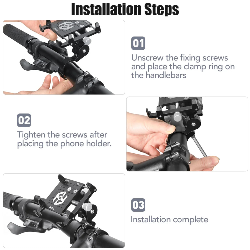 NEWBOLER MTB Phone Mount Stand Bicycle Holder 360° Rotatable Aluminum Adjustable Bike Phone Holder Non-slip Cycling Bracke Beauty World Shop