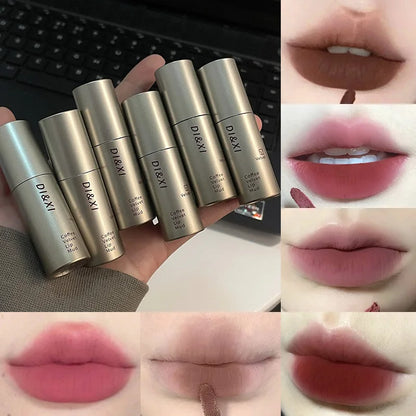 DIXI Mini Silver Tube Matte Lip Glaze — Velvet Finish, Skin-Enhancing, Versatile Low-Saturation Latte Shade Beauty Trend Shop