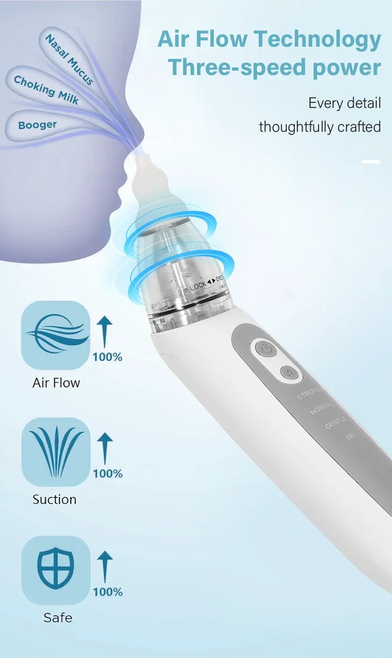 Nasal Aspirator for Baby Electric Nose Aspirator for Toddler Nose Sucker Automatic Nose Cleaner with Music and 3 Silicone Tips Beauty Trend Shop