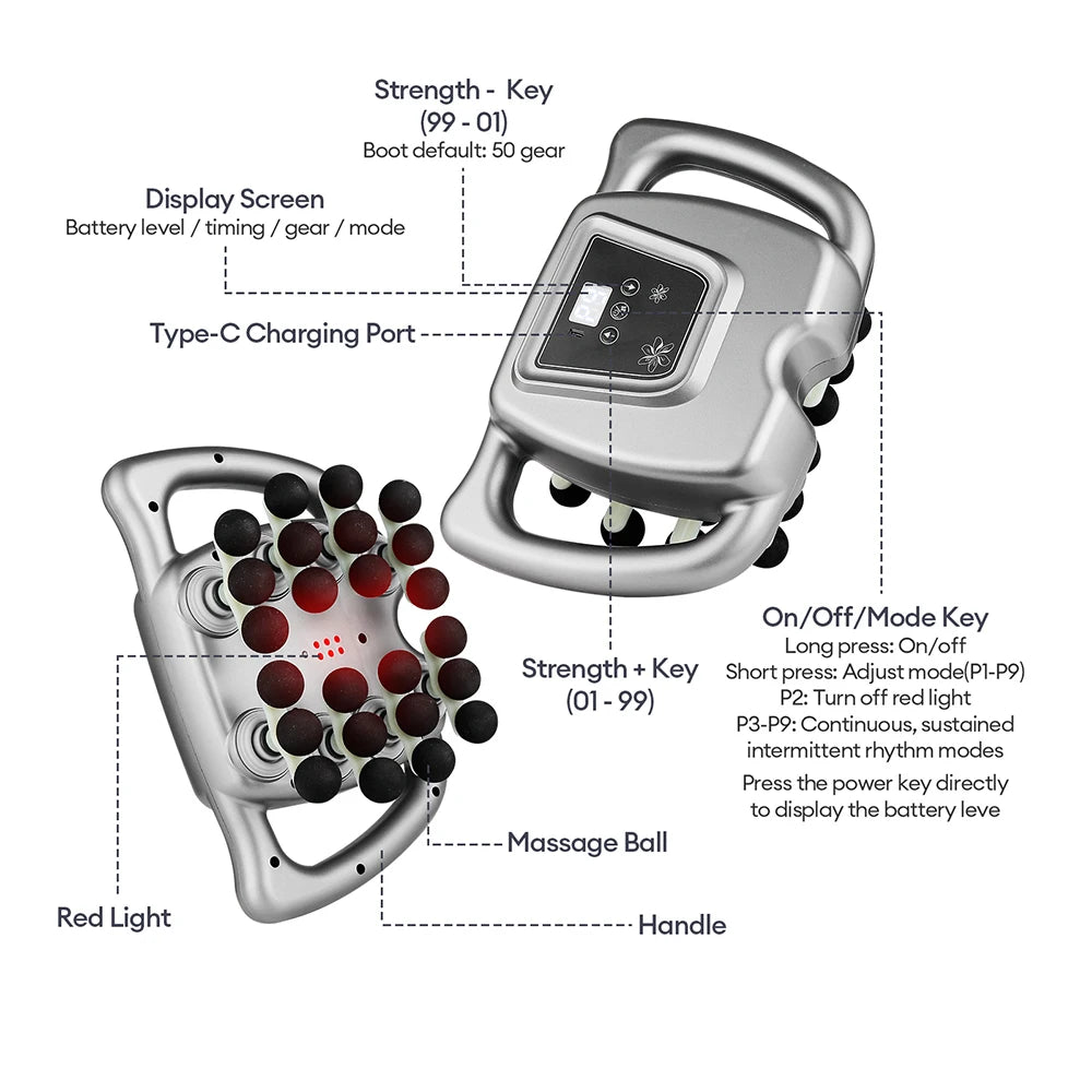 42-Heads Fascia Gun High-Frequency Vibration Body Massage Gun Back and Waist Massager Neck Shoulder Massager Muscle masajeador Beauty World Shop