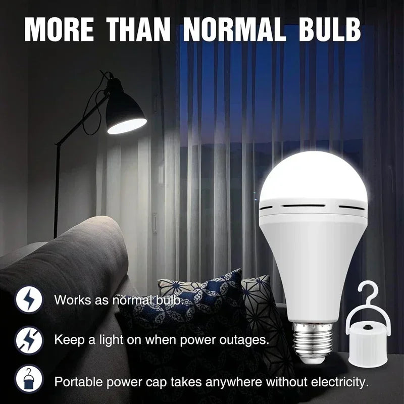 LED Rechargeable Light Bulb 7w 9w 12w 15w 85-265V Emergency Bulb Portable Hanging Camping Lamp for Tent Home Power Failure Porch Beauty World Shop