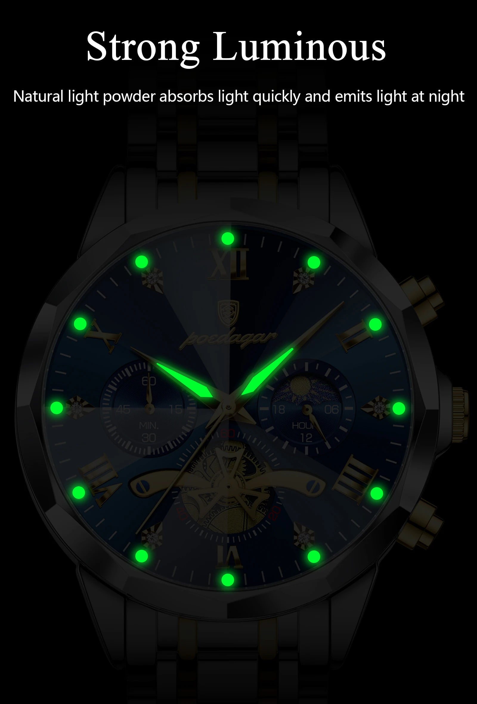 POEDAGAR Original Luxury Men's Watch Waterproof Luminous Chronograph Men Wristwatch Stainless Steel Quartz Watches For Man Reloj Beauty World Shop