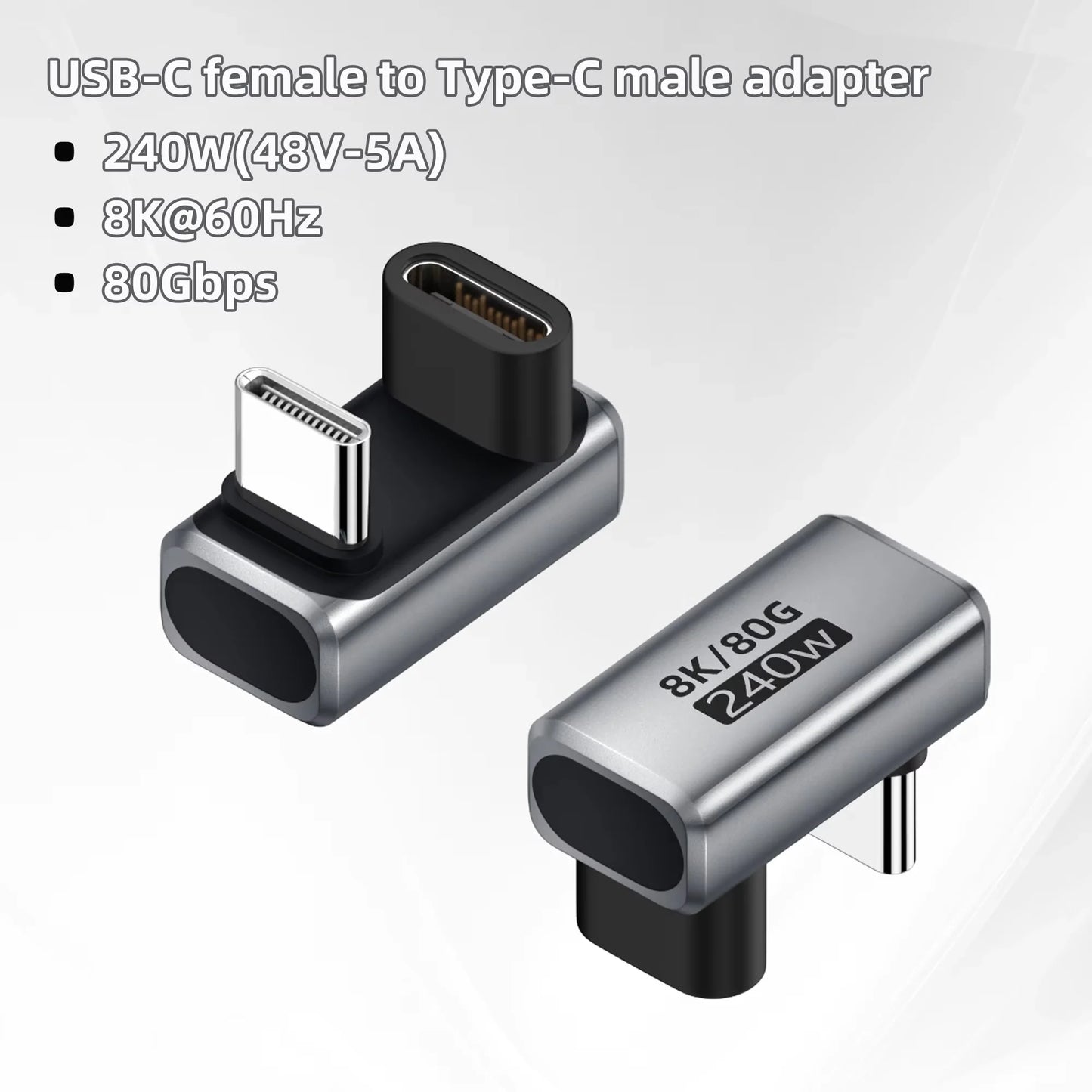 USB4.0 PD240W 8K60Hz Charger Connector for  80Gbps High Speed USB C OTG U-Shape Straight Angle dapter For Macbook iphnoe15/16