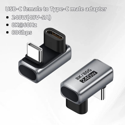 USB4.0 PD240W 8K60Hz Charger Connector for  80Gbps High Speed USB C OTG U-Shape Straight Angle dapter For Macbook iphnoe15/16