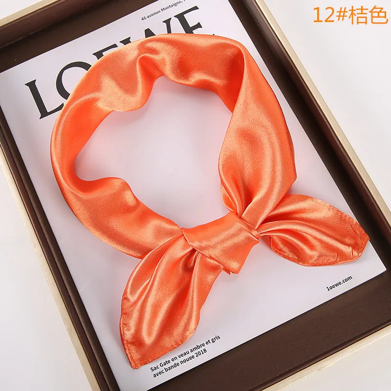 New Solid 60x60cm Square Scarf Single Imitation Silk Bright Light And Satin Performance Scarves Party Gift Beauty World Shop