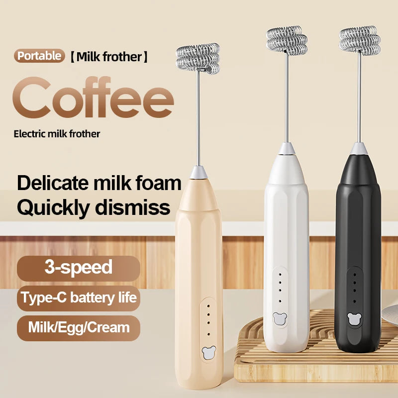 MINI Coffee Frother USB Rechargeable 3 Speeds Foam Maker Coffee Milk Mixer Electric Handle Blender Egg Beater Hot Cooking Tools Beauty World Shop