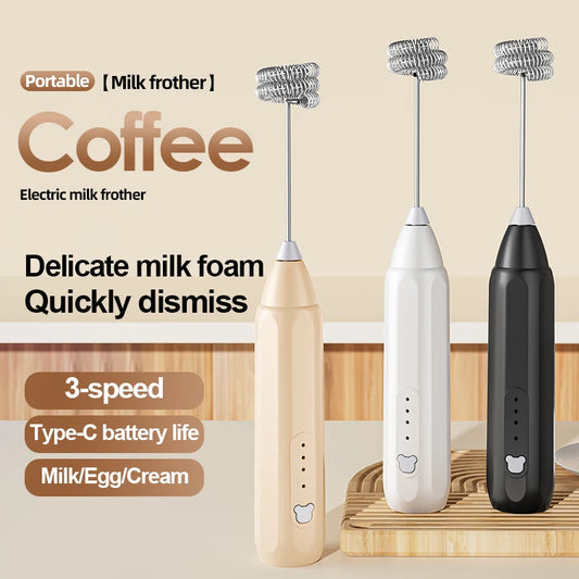 MINI Coffee Frother USB Rechargeable 3 Speeds Foam Maker Coffee Milk Mixer Electric Handle Blender Egg Beater Hot Cooking Tools Beauty World Shop