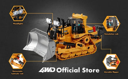 4WD Remote Control Excavator 4x4 Alloy Dump Truck Bulldozer Radio Model RC Car Construction Vehicle Toy Children Kids Gifts Beauty World Shop