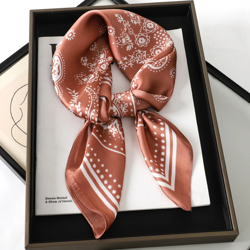 Luxury Brand Silk Square Paisley Scarf Women Satin Neck Hair Tie Band Soft Bandana Neckerchife 2025 Hijab Head Female Foulard Beauty World Shop