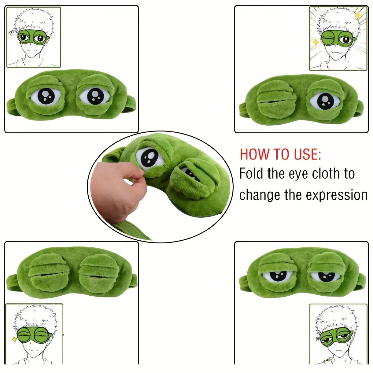 3D Sad Frog Sleep Mask Natural Sleeping Eyeshade Cover Shade Eye Patch Women Men Soft Portable Blindfold Travel Eyepatch Beauty World Shop