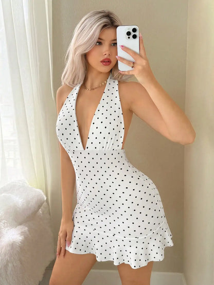 A women's fashionable dress suitable for both European and American sexy back and neck hanging casual commuting parties Beauty World Shop