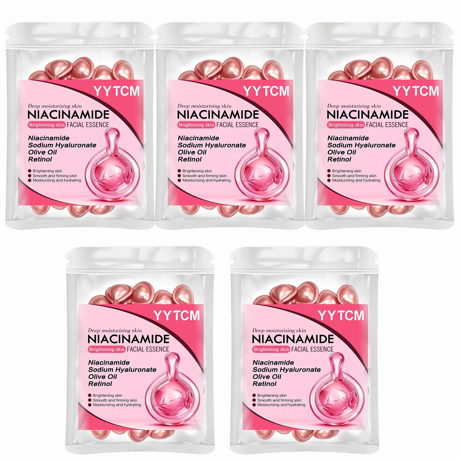 Niacinamide Facial Essence Capsules, Containing Retinol, Olive Fruit Oil, Gardenia Extract, Brighten Skin Tone, Moisturize and Hydrate, and Smooth and Soften Skin (0.5Gx30 Capsules)/Bag-1 Bag Beauty World Shop