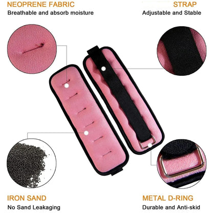 1Pair Adjustable Ankle & Wrist Weights (0.5kg/1kg) - Neoprene Leg Arm Straps for Running, Yoga - Strength Training for Women Men Beauty World Shop
