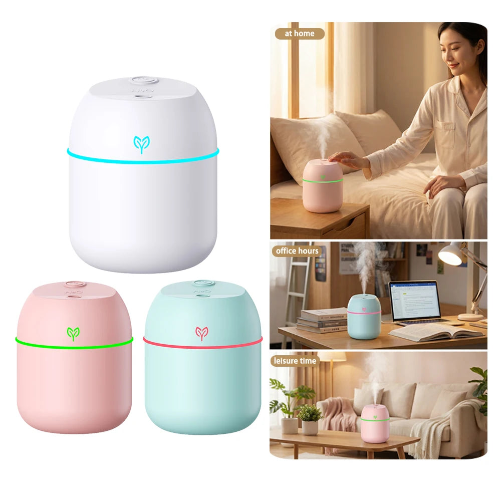 220ML Air Humidifier Cool Mist Aroma Diffuser LED Night Light Power-Off Protect USB Humidificador For Home Office Beauty World Shop