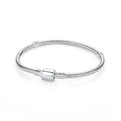Original 925 Sterling Silver Bracelets Bangles Love Heart Clip Charms Beads Snake Chains For Women Rose Gold DIY Luxury Jewelry Beauty World Shop