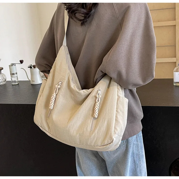 Trendy Women's Soft Cloth Shoulder Bag Solid Color Student 2026 Spring Y2k Casual Style Big Handbags Crossbody Bags for Women Beauty World Shop