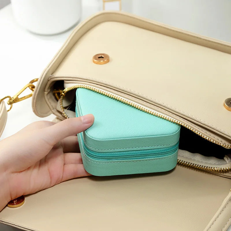 Simple ins macaroon jewelry box travel travel studs necklace ring jewelry box, portable Beauty World Shop