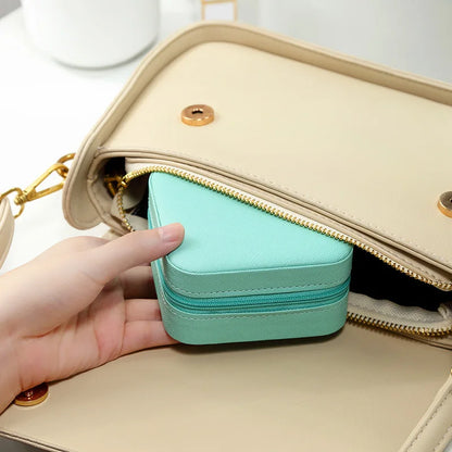 Simple ins macaroon jewelry box travel travel studs necklace ring jewelry box, portable Beauty World Shop