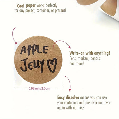 500 pcs / 1 Roll, Kraft Round Self-Adhesive Label Paper Items Classification Name Stickers Personalized Labels Beauty World Shop