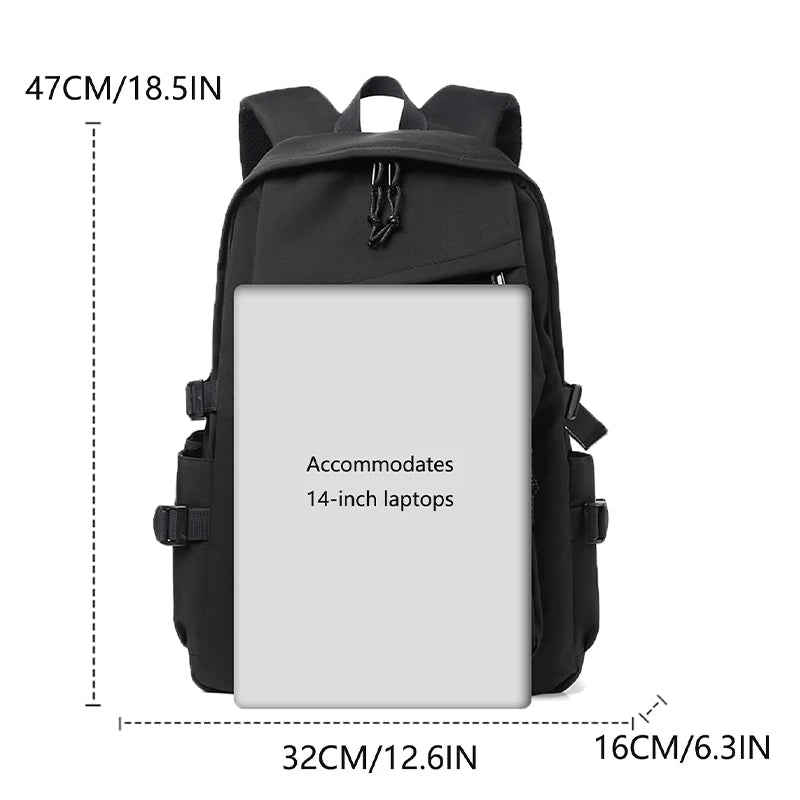 One 15 Inch Polyester Waterproof Solid Color Simple Men's Backpack Fashion Couple Student Computer Backpack Beauty World Shop