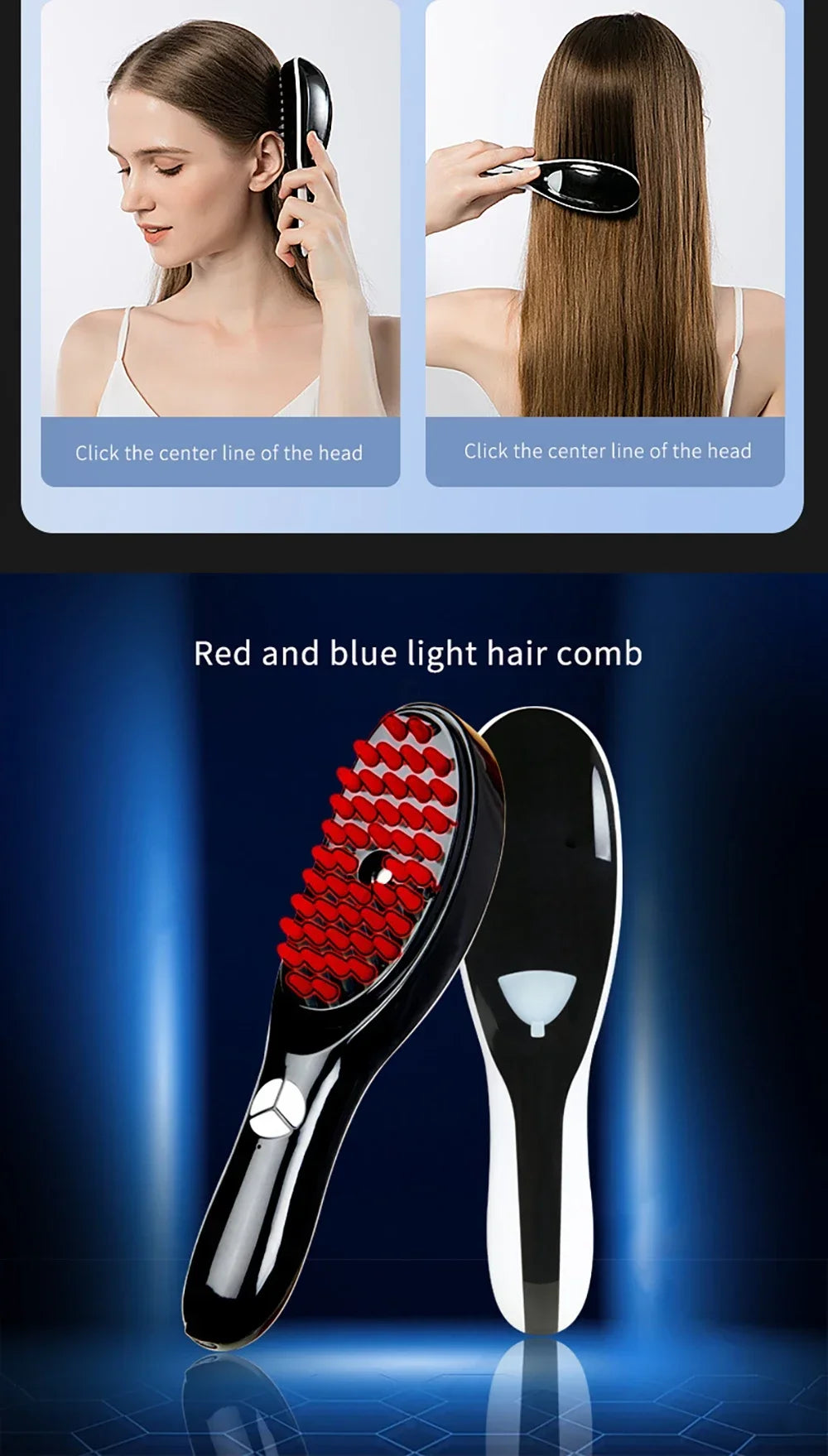 Anti Hair Loss Scalp Care Electric Massage Comb Red and Blue Light Therapy Scalp Vibration Massage Brush Hair Growth Massager