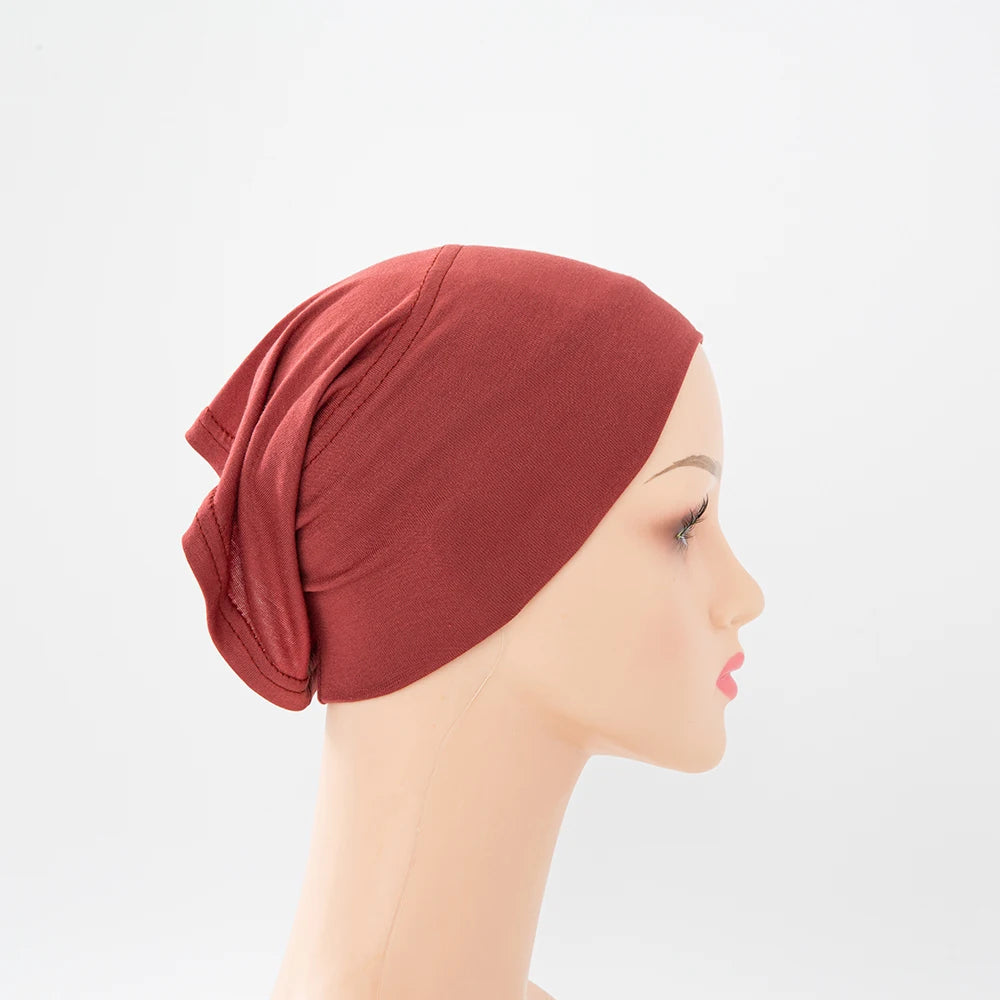 56colors Fashion Women Inner Hijab Tube Muslim Cap Bonnet Plain Islamic Underscarf Bamboo Jersey Undercaps Beauty World Shop