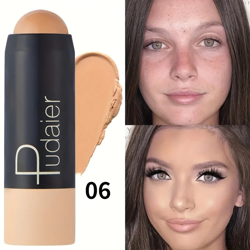 2-in-1 Foundation & Concealer Stick, Waterproof Long Wear, Full Cover, Hide Blemishes, Smooth Base Makeup Beauty World Shop