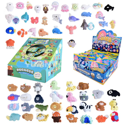 30pcs/box Original Small Aquarium Marine Animal Plush Refrigerator Sticker Blind Box Cute Magnetic Sticker Kawaii Plushies Toy Beauty World Shop