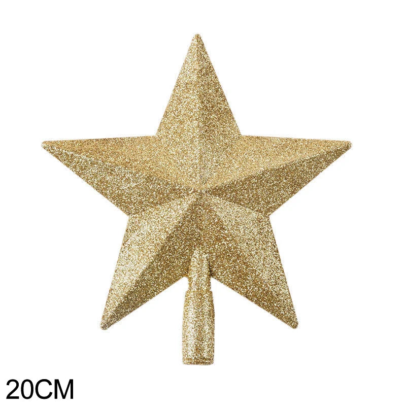 15/20cm Christmas Tree Top Star Merry Christmas Decorations for Home Shiny Gold Powder Five-pointed Star New Year's Ornament Beauty World Shop
