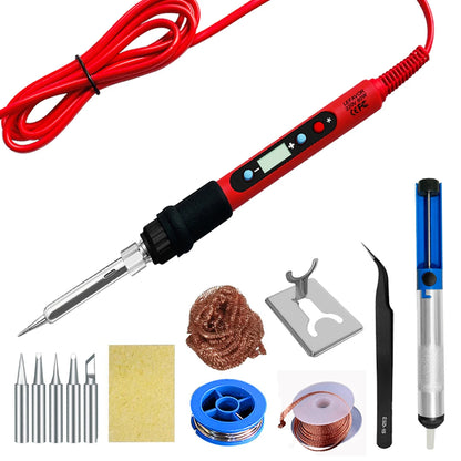80W Soldering iron kit adjustable temperature LCD solder welding tools Ceramic heater soldering tips Tweezers soldering wire Beauty World Shop